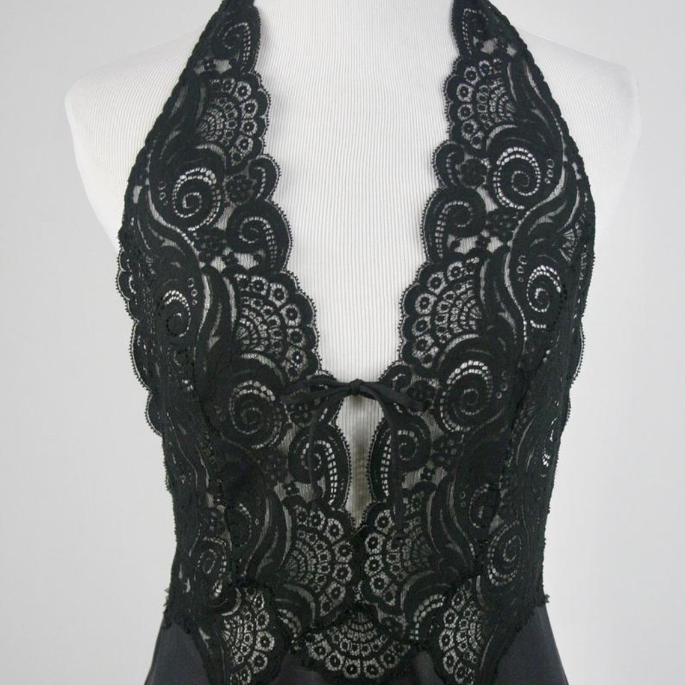 Glydons, Vintage Black Lace Racerback Nightgown - Picture 2 of 15